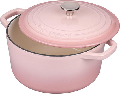 VORRINGARD Enameled Cast Iron Dutch Oven Pot with Lid, for Bread Baking, Round Bread Oven- include Sourdough Bread Baking Supplies set, 4.5QT, Pink