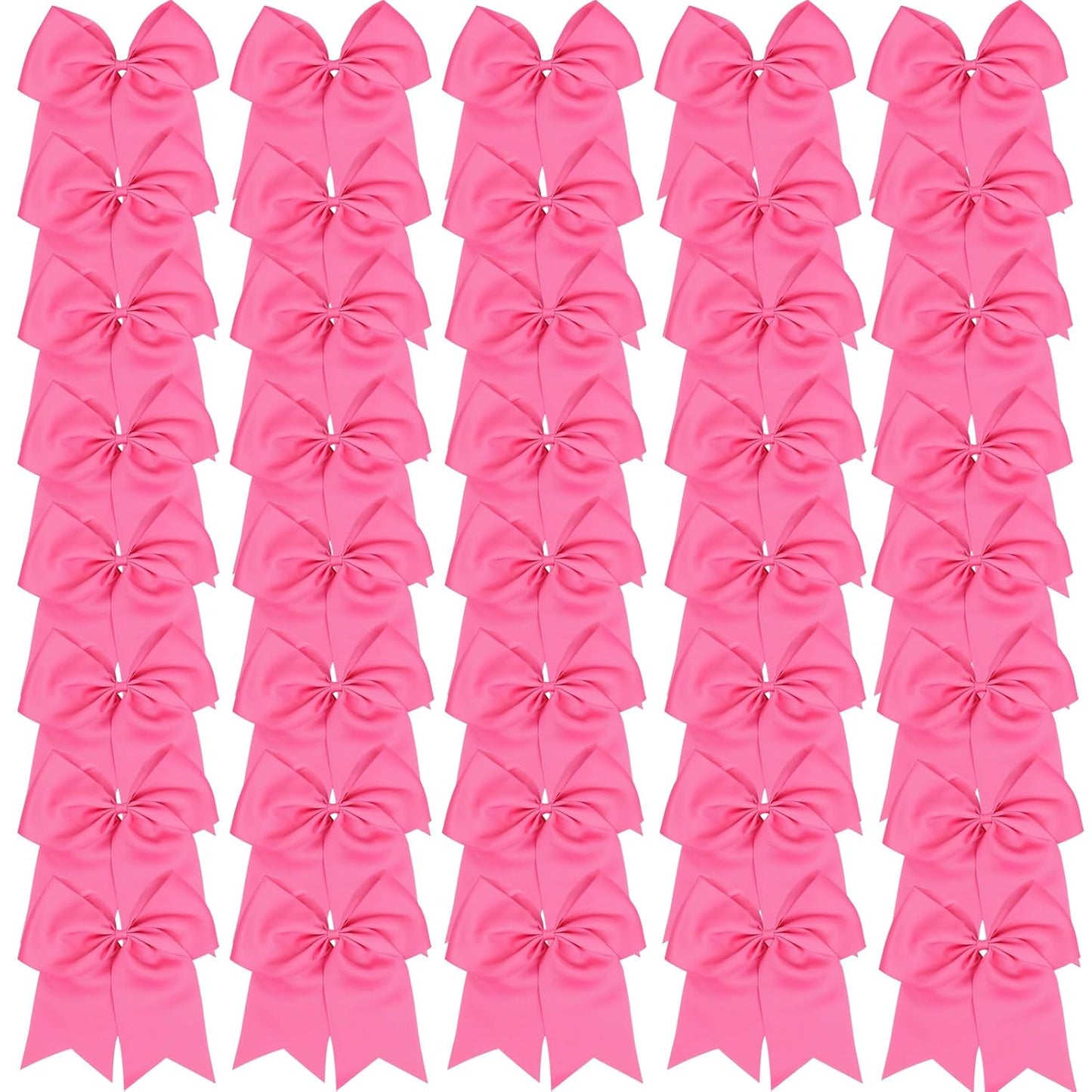 40 Pcs Valentines Large Cheer Hair Bows Grosgrain Ribbon Elastic Bands Handmade Ponytail Holder For Cheerleading Girls School College Sports (Large Pink)