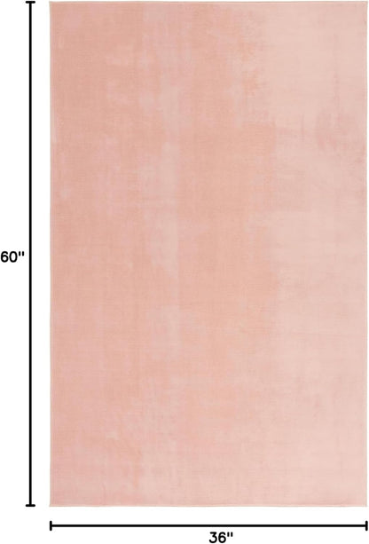 SAFAVIEH Washable Rug Loft Collection - 3' x 5', Peach, Slip Resistant & Easy Cleaning, Ideal for Living Room, Bedroom, Home Office, Nursery, Kids Playroom, Dining Space (LFT315C)