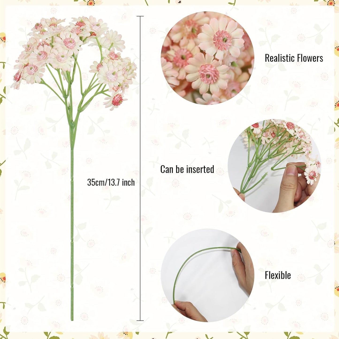Artificial Daisy Flowers 10 Bundles,Fake Wildflowers with Stems for Wedding Centerpiece Arrangements Indoor Outdoor Decoration,Pink