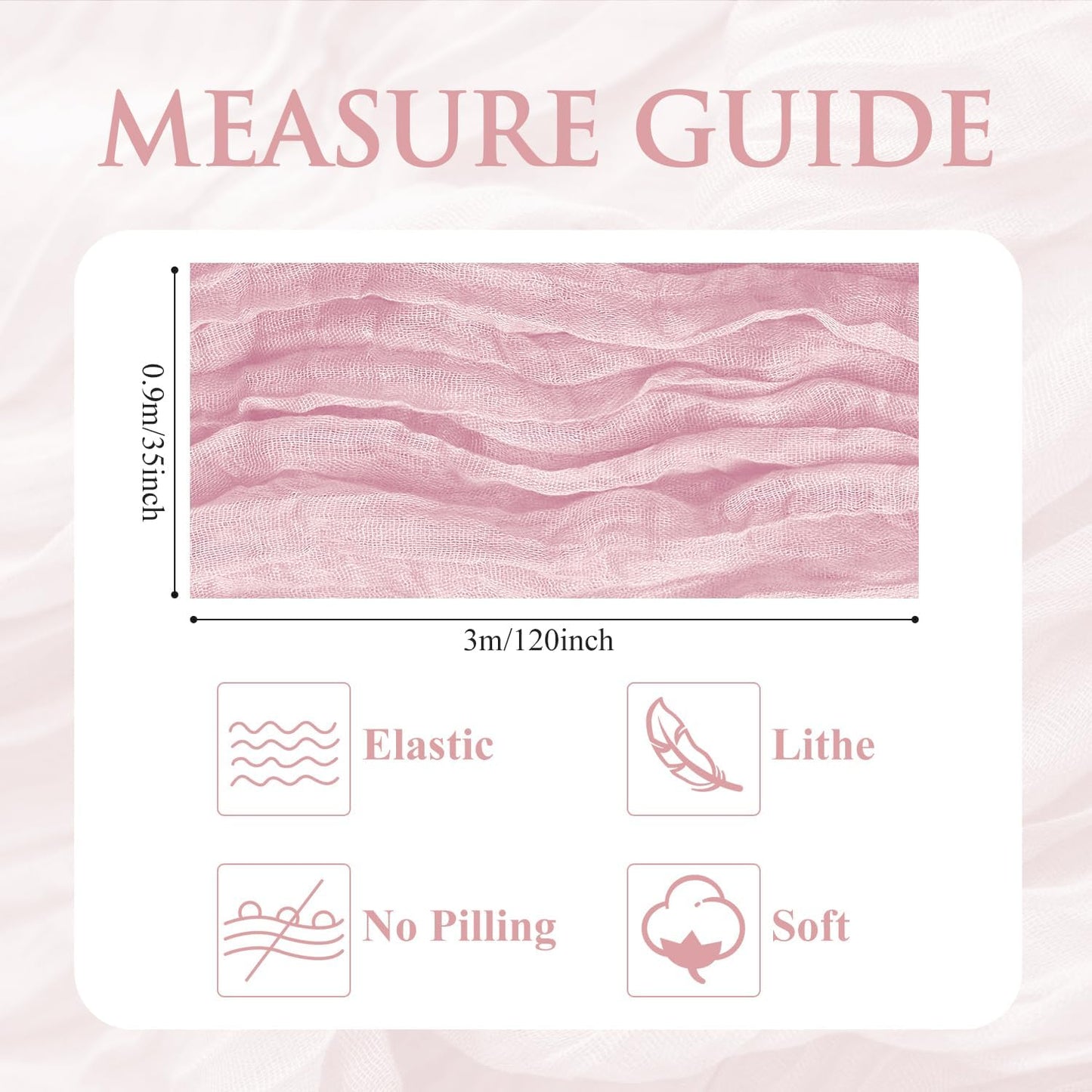 Pink Cheesecloth Table Runner 10FT Blushing Pink Boho Gauze Cheese Cloth Rustic Sheer Table Runners for Summer Wedding Bridal Baby Shower Party Decoration