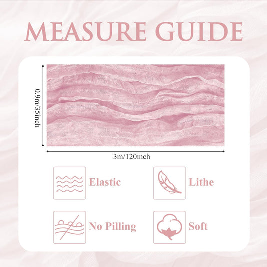 Pink Cheesecloth Table Runner 10FT Blushing Pink Boho Gauze Cheese Cloth Rustic Sheer Table Runners for Summer Wedding Bridal Baby Shower Party Decoration