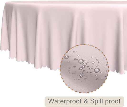 Light Pink Round Tablecloth 70 Inch Solid Color Circular Table Cloth Waterproof Fabric Table Cover for Kitchen Dining Patio Baby Shower Birthday Wedding Buffet Banquet Party Decorations