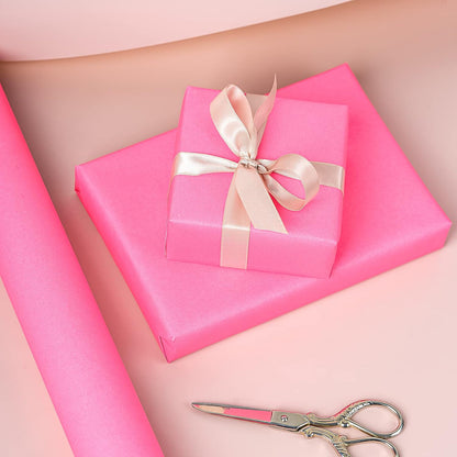 LeZakaa Pink Wrapping Paper Roll, Fluorescent Neon Solid Color Paper for Valentine, Birthday, Mother's Day, Wedding, Anniversary, Mini Roll, 17 inches x 32.8 Feet (47.23 sq.ft.)