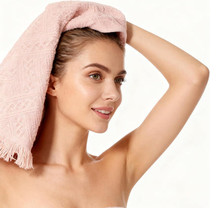 2 Pcs Pink Bathroom Hand Towels, 29 X 13 Inch Soft Cotton Light Pink Decorative Towels, Cute Boho Blush Pinks Face Towel for Bathroom, Hotel, Spa Decorative Cleaning Towel