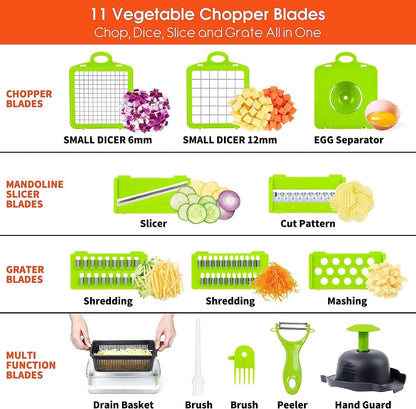 Vegetable Chopper Cutter Slicer Multifunctional Food Veggie Onion Potato Fruit Chopper Cutter Dicer with Container (Pink)