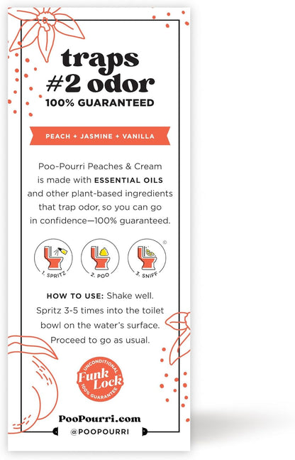 Poo-Pourri Before-You-Go Toilet Spray, Peaches & Cream, 2 Fl Oz - Peach, Jasmine and Vanilla