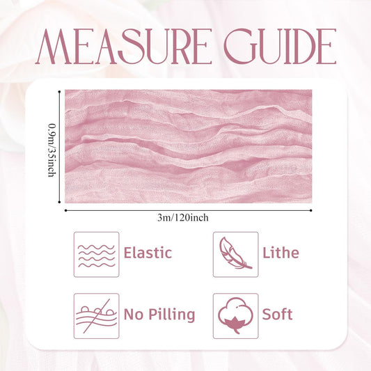 Wokceer Pink Cheesecloth Table Runner Spring 10FT Blushing Pink Boho Gauze Table Runner Easter for Party Wedding Sheer Runners for Baby Bridal Shower