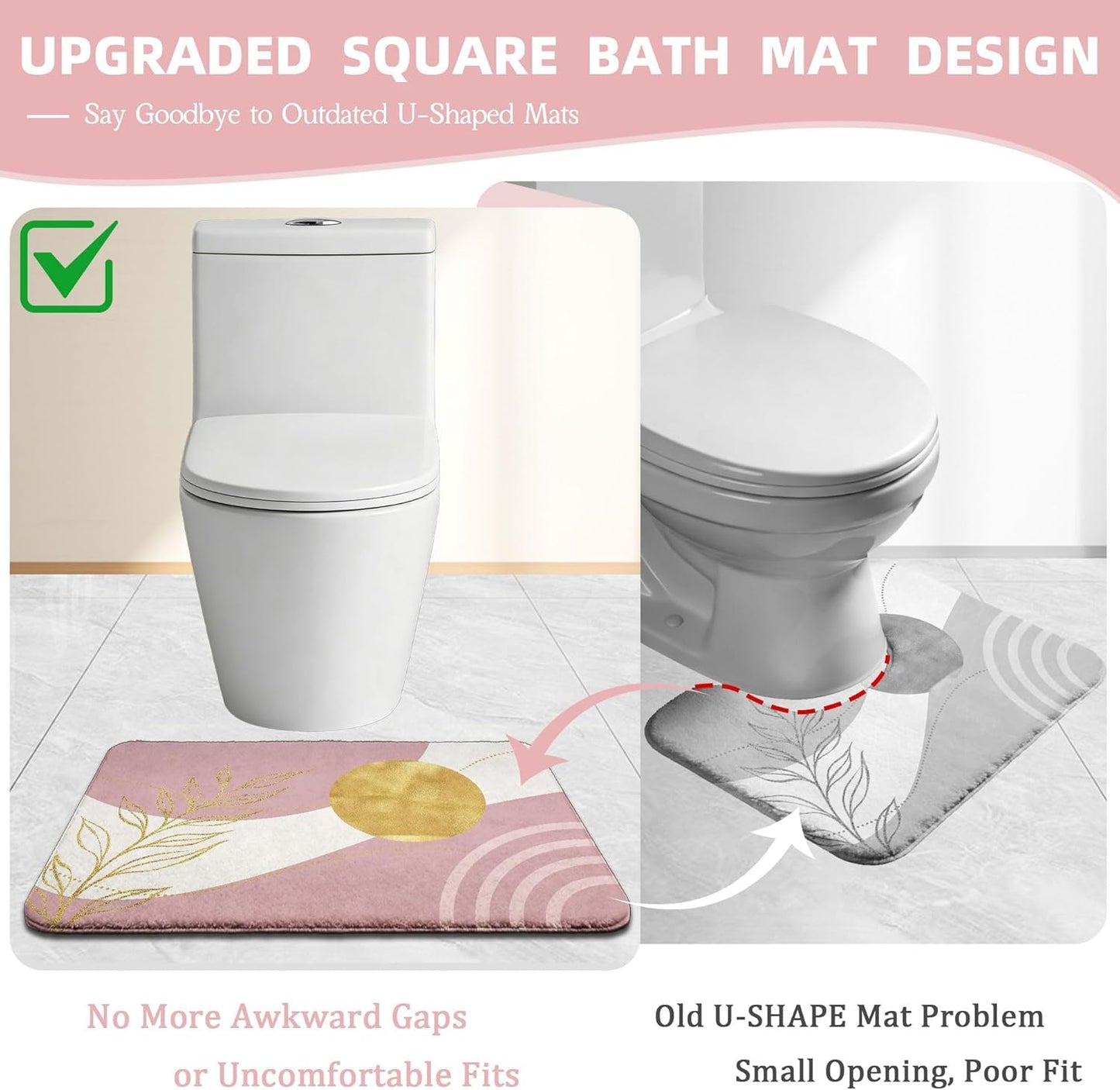 Light Pink Bathroom Sets with Hookless Shower Curtain and Rugs Cute Blush Pink Mid Century Modern No Hook Shower Curtain and Liner Set 4 Piece with Bath Mat and Toilet Lid Cover