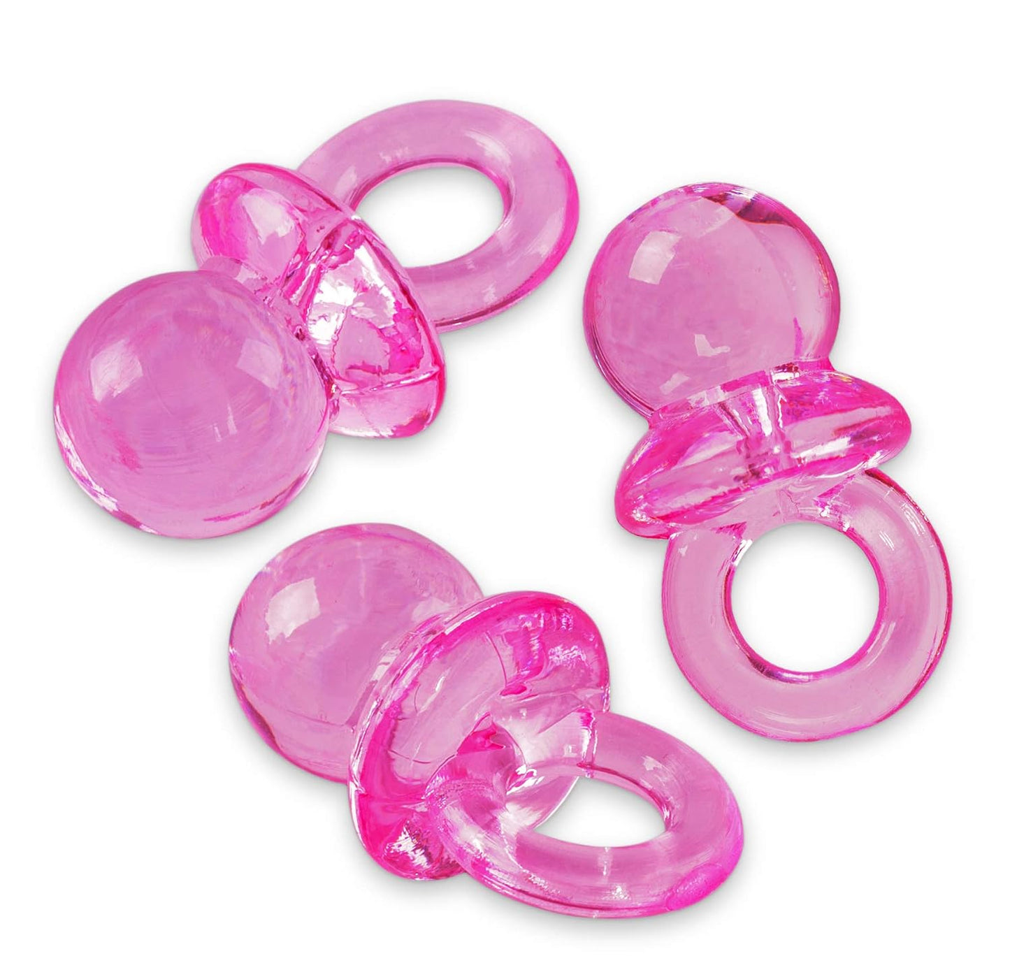 Super Z Outlet Mini Acrylic Baby Pacifiers for Baby Shower Decorations, Table Scatter, Party Favors, Games & Activities - 144 Pieces(Pink)