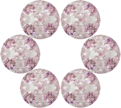 Fake Luxury Peach Transparent Crystal Pattern Round Placement Vinyl Reversible placemats manteles para mesa de comedor 15.4x15.4in Set of 6