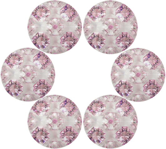 Fake Luxury Peach Transparent Crystal Pattern Round Placement Vinyl Reversible placemats manteles para mesa de comedor 15.4x15.4in Set of 6