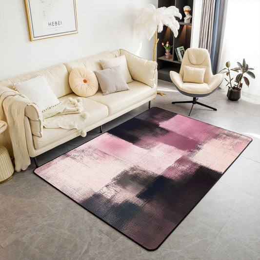 jejeloiu Abstract Area Rug 5x7 Polyester Modern Abstract Art Living Room Rugs for Bedroom Luxury Decor Carpet Geometric Indoor Floor Mat Pink Soft Non-Slip