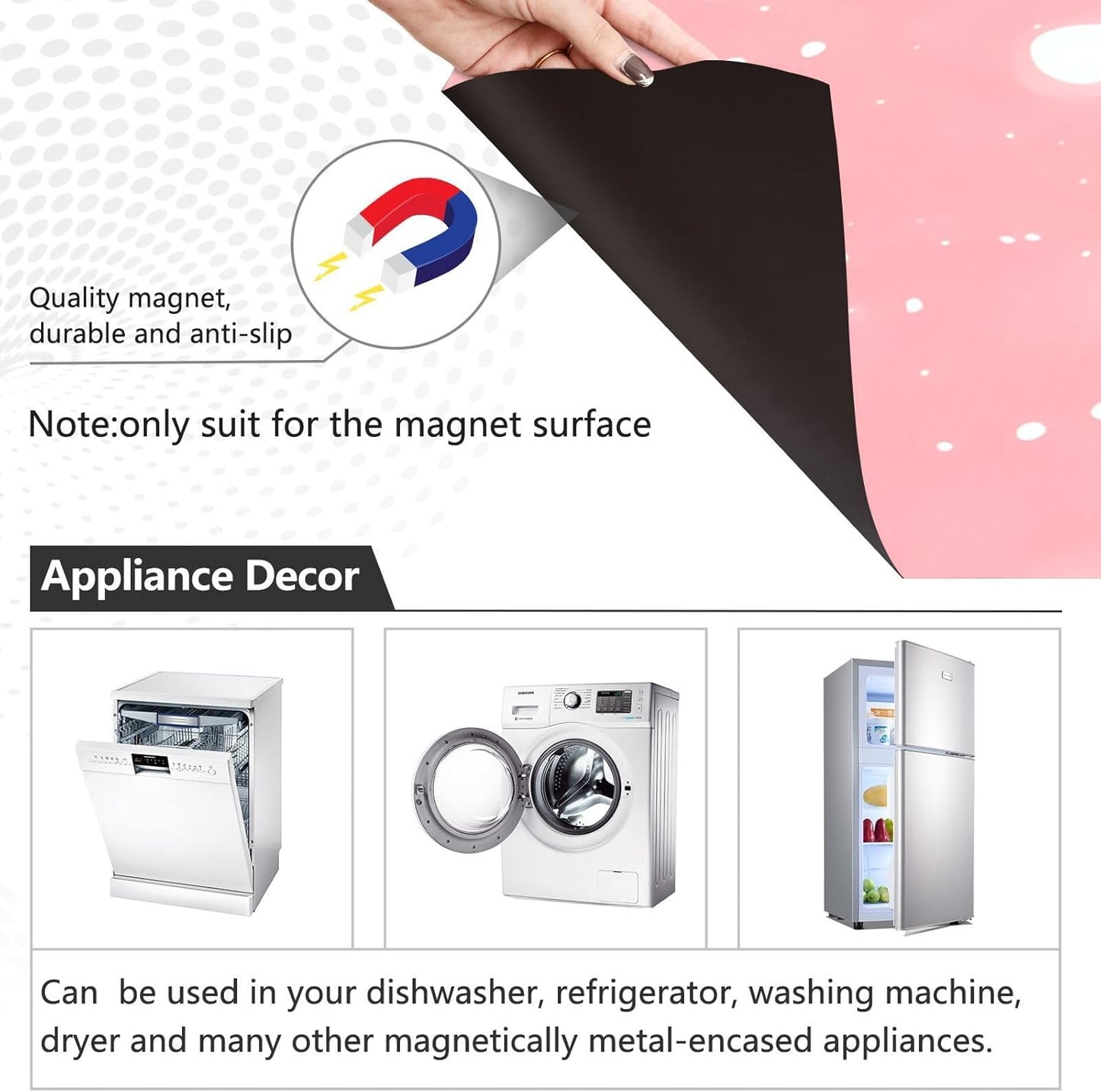 Christmas Dishwasher Magnet Cover for Washers Fridge Christmas Lights Pattern Pink Panel Decal Cover Washing Machine Cabinet Reusable Dishwasher Door Covers Decorative-23 W x 26" H Inch