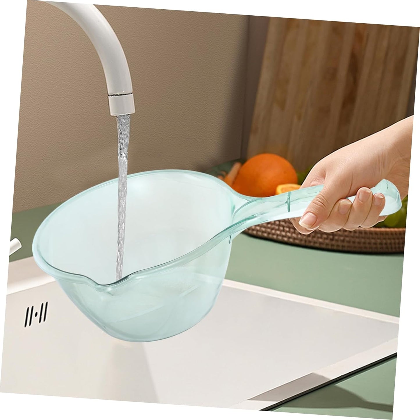 3pcs Thicken Water Ladle for Kitchen and Bath Comfortable Grip Dipper for Fruit Washing and Garden Watering Pink Light Green Brown