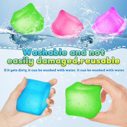 3Pcs Stress Cube Squishy Toys, Slow Rising Ice Cube Stress Balls, Sensory Fidget Toys for Anxiety Relief, Sensory Ice Cube Gel Filled Squishy Ball Toys for ADD/ADHD Kids Adults(Blue, Green, Pink)