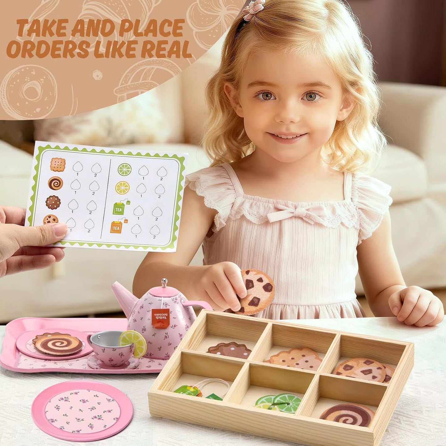 Kids Tea Party Set for Little Girl, Tea Sets for Toddler Pretend Play Food Kitchen Toy Accessories Gift for 3 4 5 6 Years Old Girls Boys (Pink)