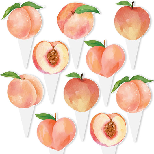 Peach Cupcake Toppers Birthday Party Decorations 48PCS Peach Cupcake Picks Sweet Peaches Fruits Cake Decor for One Sweet Summer Baby Shower Supplies