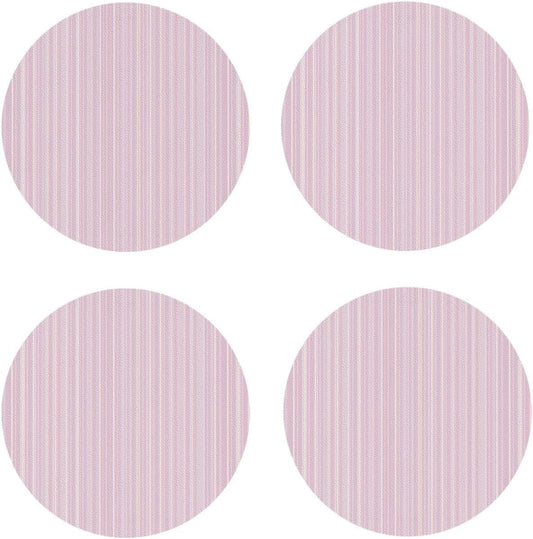 Pastel Light Pink Thin Stripes Pattern Drinks Coasters Set of 4 Leather Drink Coasters for Tabletop Protection Heat Resistant Bar Cup Mat Pad