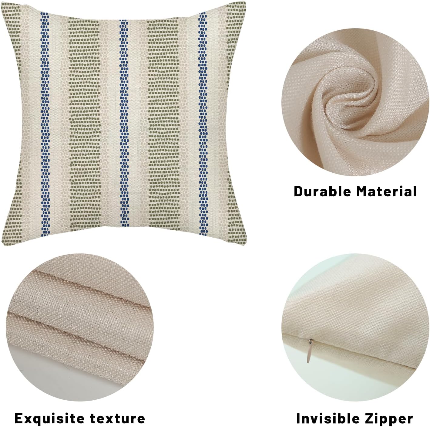 Pink Sage Green Pillow Covers 18x18 Inch 2 Pcs Boho Preppy Polka Dots Striped Decor Throw Pillows Modern Geometric Outdoor Farmhouse Decoration Pillowcase Linen Cushion Cover for Couch Sofa
