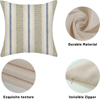 Pink Sage Green Pillow Covers 18x18 Inch 2 Pcs Boho Preppy Polka Dots Striped Decor Throw Pillows Modern Geometric Outdoor Farmhouse Decoration Pillowcase Linen Cushion Cover for Couch Sofa