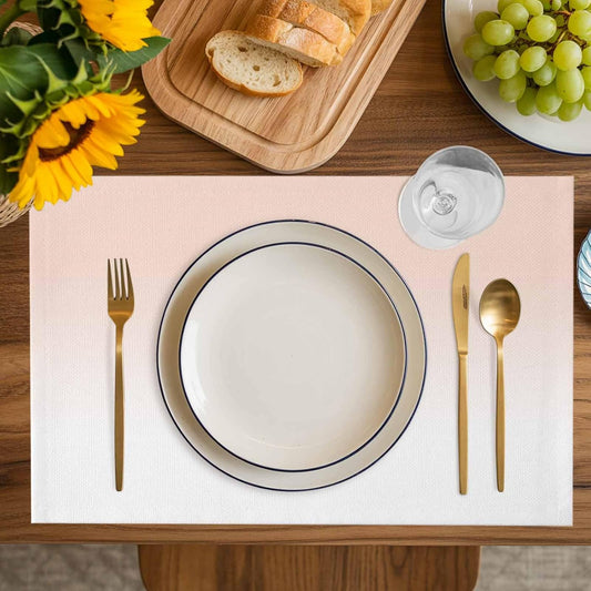 Dreamy Peach Placemats Set of 2 Pink and White Gradient Place Mats Washable Table Mats for Party Kitchen Dining Decoration, 13 X 19 Inch