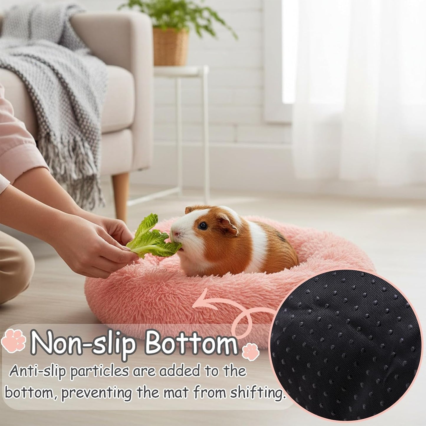 Bunny Bed Rabbit Hideout Large Soft & Comfortable Small Animal Bedding Cozy Bed Mat Warm Hideaway Cage Accessories for Guinea Pig Dwarf Bunny Chinchillas Hamsters Hedgehogs Ferrets Pink