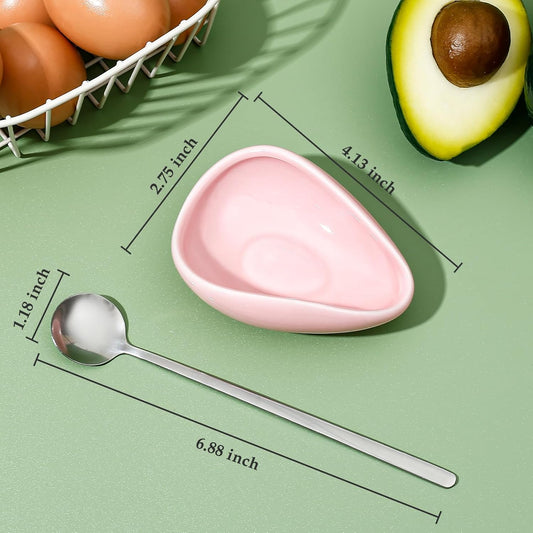 Koythin Ceramic 2-Piece Spoon Rest Set, Coffee Spoon Holder with Teaspoon, Minimalism Kitchen Decor for Stirrer, Mini Coffee Bar Accessories with Spoons for Afternoon Tea (Pink)
