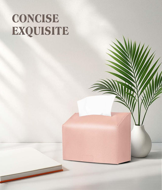 Livelab Paper Towels Cover Compatible with Kleenex Disposable Paper Hand Towels, PU Leather Tissue Box Holder Dispenser for Tabletop, Bathroom, Car, Office (LightPink)