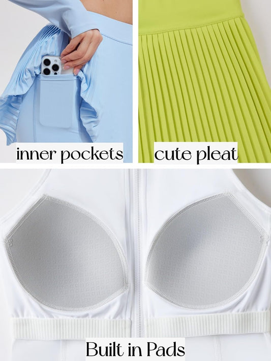AFZ Pleated Tennis Outfits Woman 2 Piece Golf Dresses Pickleball Disney Clothes Athleisure Matching Skirt Sets with Shorts