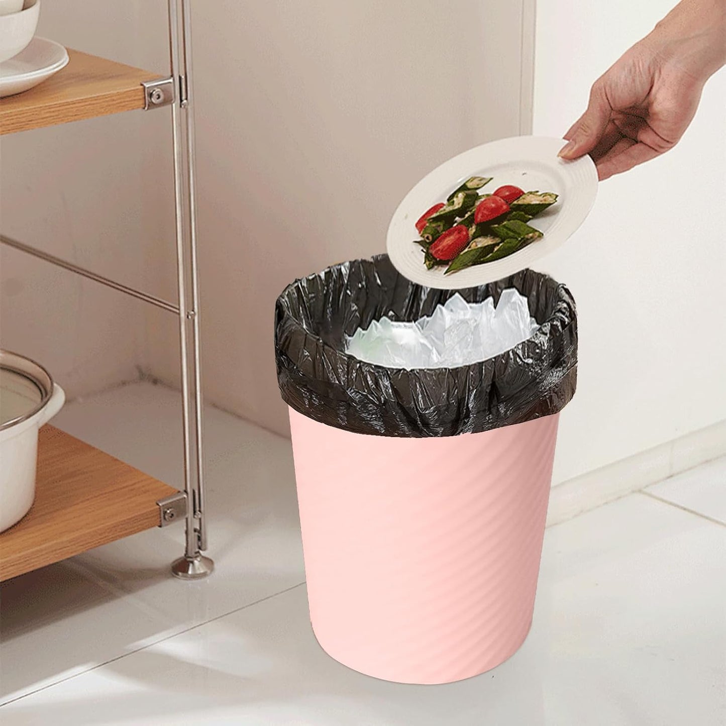 2-Pack Strength Trash Can - Small Waste basketbin - 1.8 Gallon- for Office,Home,Bathroom,Kitchen - Pink