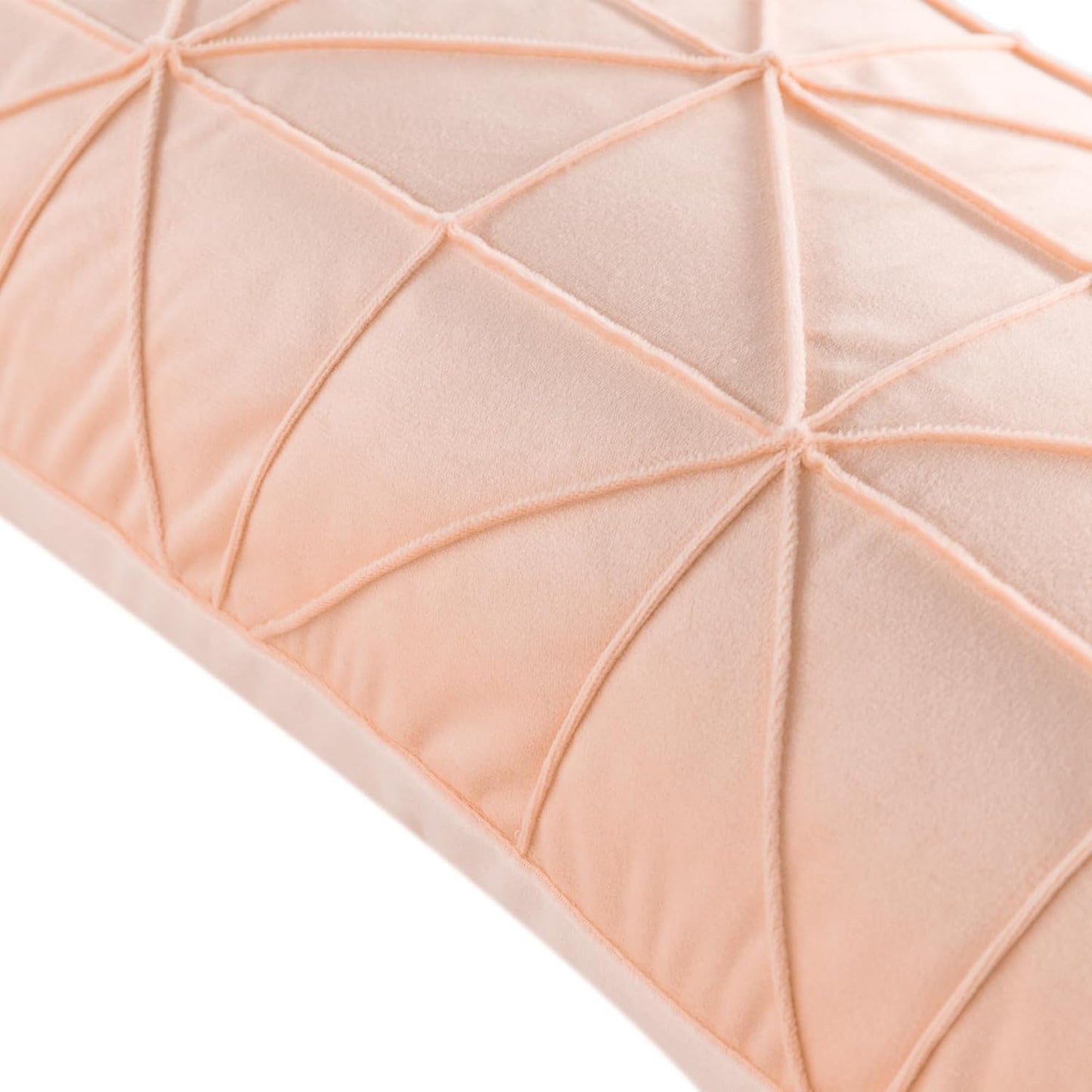 JWH Velvet Pillow Covers Decorative Line Throw Pillow Case Lumbar Pillowcase Soft Cushion Cover for Bed Couch Bedroom Chair Sofa 14x24 Inch Peach Pink
