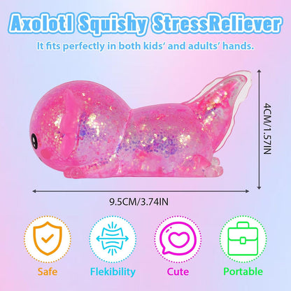 Axolotl Squishy Toy, Cute Slow Rising Fidget Toy for Stress Relief, Soft Squeeze Sensory Toy for Kids and Adults, Handheld Stress Ball for Anxiety and Focus(Pink)
