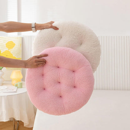 2pcs Round Chair Cushions 16inch Seat Cushion for Chairs Stool Plush Seat Pad Winter Warm Chair Covering for Dining Room, Foam Padding Round Chair Pads Floor Pillow Cushions (Pink)