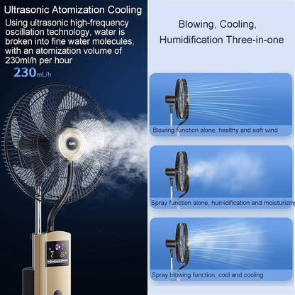 Pedestal Oscillating Fan Standing Misting Fan with 3-Speed, Humidifying Misting Fan with Remote Control, Intelligent Control Panel, 12-hour Timer, for Bedroom, Living Room, Terrace, Study, Office(Pink
