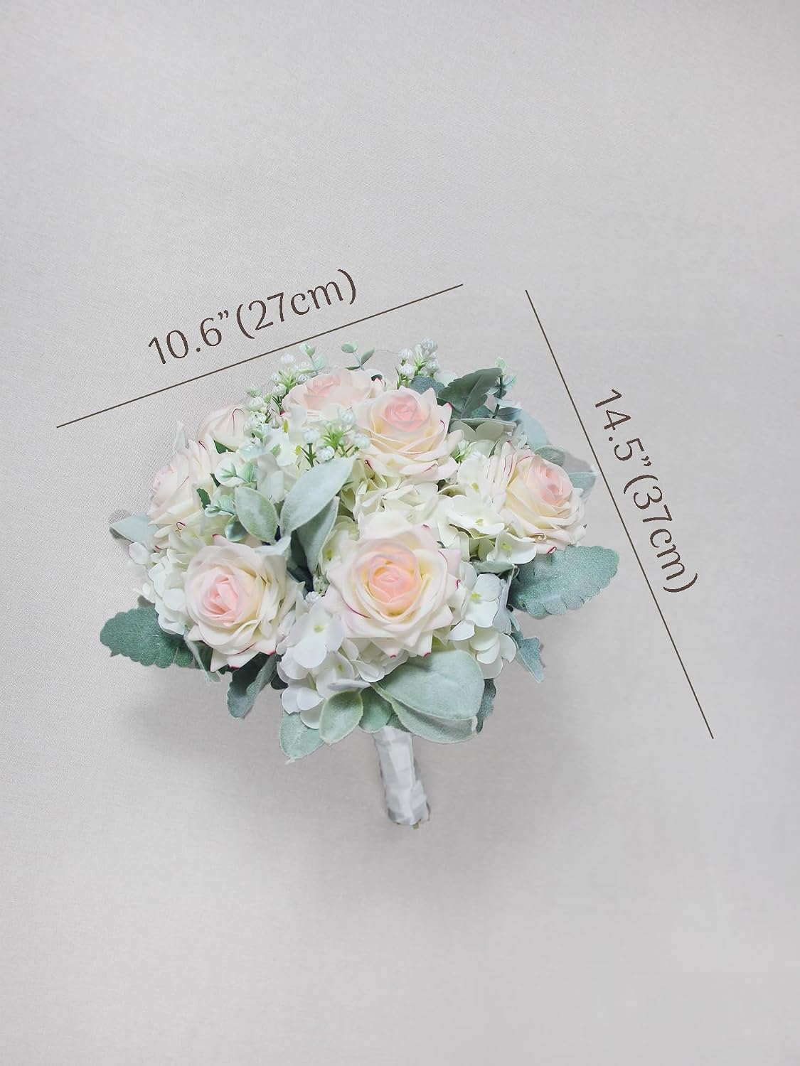 Rinlong 10.6 Inch White Pink Wedding Bouquets for Bride Bridal Bouquet for Wedding Artificial Bouquets Silk Flowers