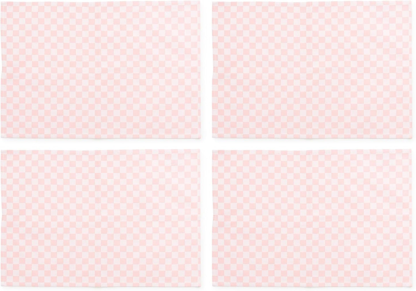 MACKENZIE-CHILDS Set of 4 Cotton Placemats, Decorative Table Mats, Pink Check