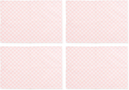 MACKENZIE-CHILDS Set of 4 Cotton Placemats, Decorative Table Mats, Pink Check