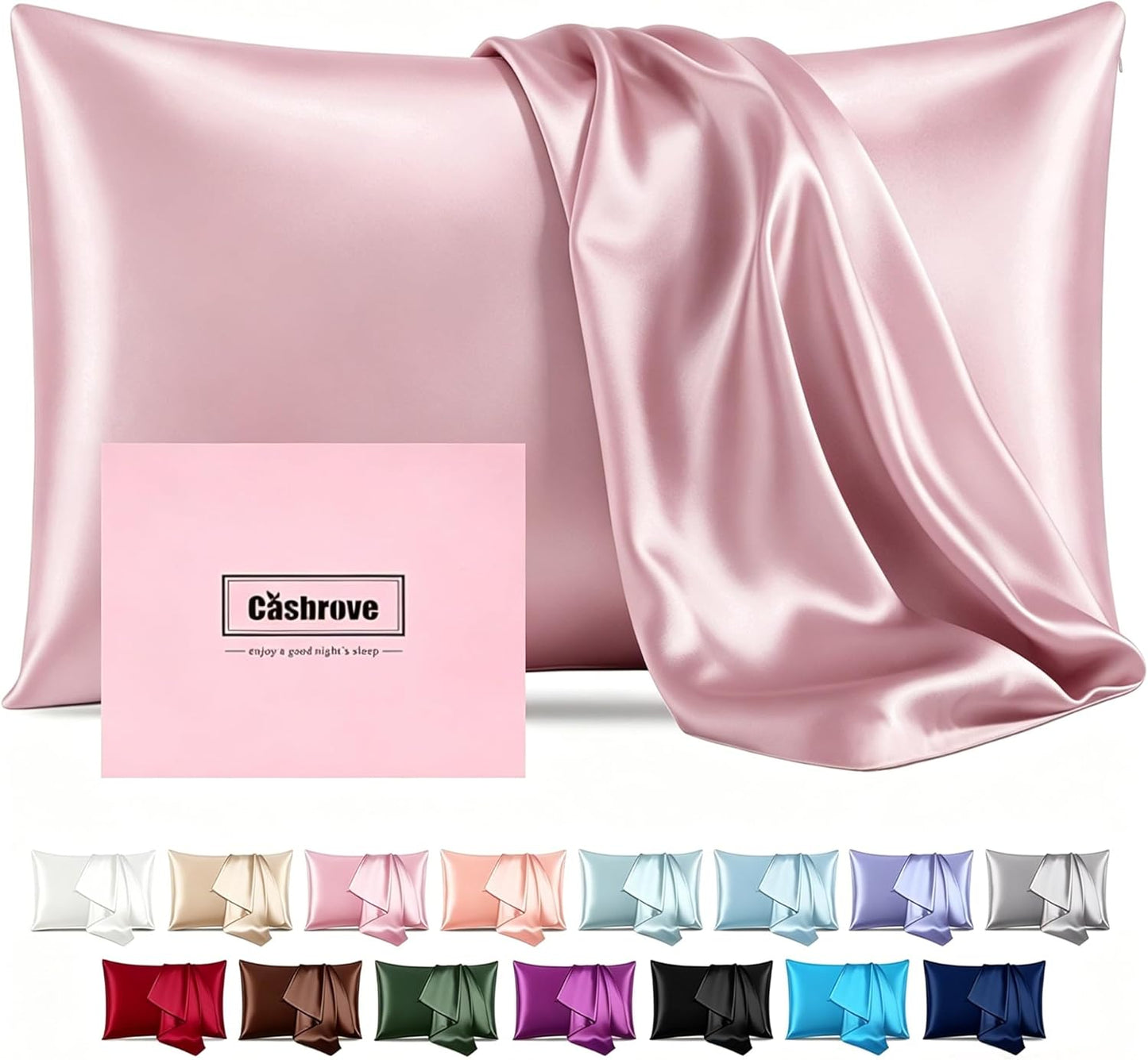 Silk Pillow Cases with Zipper,20x26 Mulberry Pillow Case,Pink,Standard,1pc | Silk Pillowcase for Hair and Skin,Single Luxury Hypoallergenic Pillow Cover for Women Bed Sleep,Soft Breathable Smooth