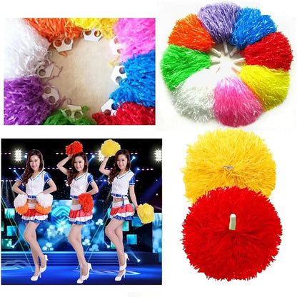Shining Cheer Pom Poms 8pair Competition Flower Double Hole Handle Cheerleading Cheering Ball Club Sport Supplies Cheerleader Pompoms Dance Party Decorator