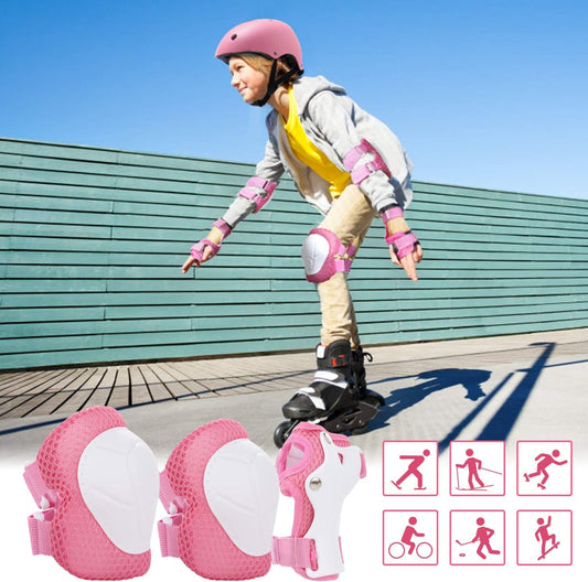 WayEee Kids Bike Helmet Set Skateboard Knee Pads, Helmet Pad Set Protective Gear Set Adjustable for Girls Kids 3-14 Helmet Elbow Pads Wrist Guards for Sport Cycling Bike Roller Skating Scooter