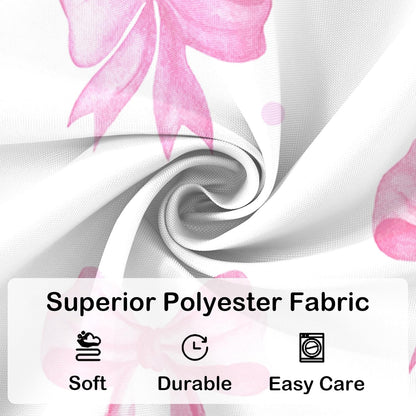 Pink Shower Curtain, Cute Bow Kids Girls Girly Fabric Bathroom Curtains Set with Hooks, Waterproof Home Decoration, 72x72 Inch