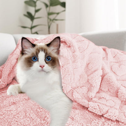 MACEVIA Fluffy Fleece Dog Blankets for Large Dogs,(40x60 Inch, Light Pink) | Warm Soft Washable Pet Bed Cover, Fuzzy Puppy Pets Blanket for Dogs and Cats,Plush Pet Throws for Bed,Couch,Sofa,Travel