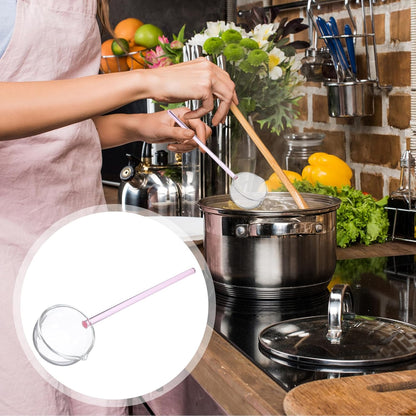 Luxshiny Clear Glass Serving Ladle: Long Handle Soup Spoon Dessert Gravy Ladle for Coffee, Tea, Ice Cream, Cake, Home Kitchen - Pink