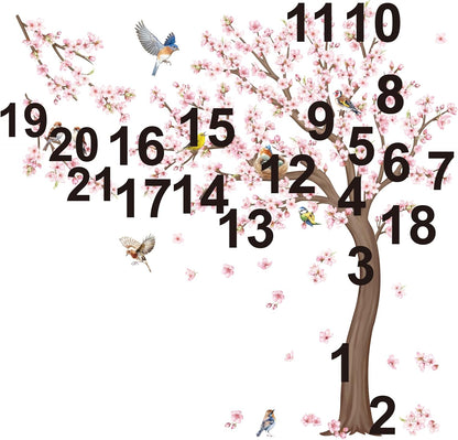 decalmile Large Cherry Blossom Tree Wall Stickers Pink Flower Birds Tree Branch Wall Decals Living Room Girls Bedroom Baby Nursery Wall Decor(H: 59 inches/150 cm)