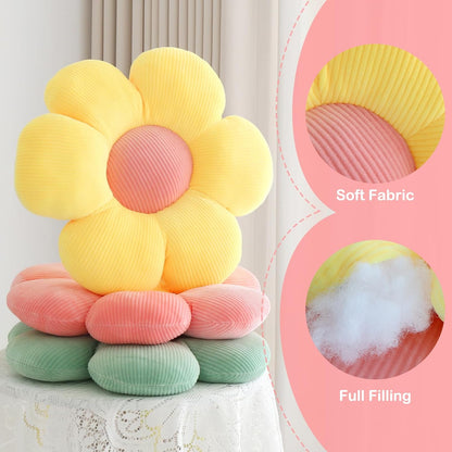 Six Petal Flower Pillow,Soft Daisy Shaped Throw Pillows Cushion Seating for Home Decorative Cute Daisy Throw Pillow for Bed Sofa Couch (Dark Pink,15.7'')