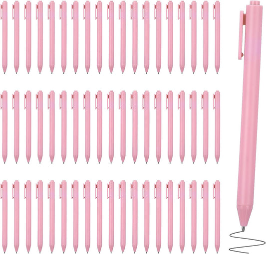 JIEYAO 60 Pcs Ballpoint Pens Bulk, 1.0 mm Retractable Rollerball Pen, Cute Pink Click Medium Point Pens Aesthetic for Office Teacher Student Baby Shower (Pink)