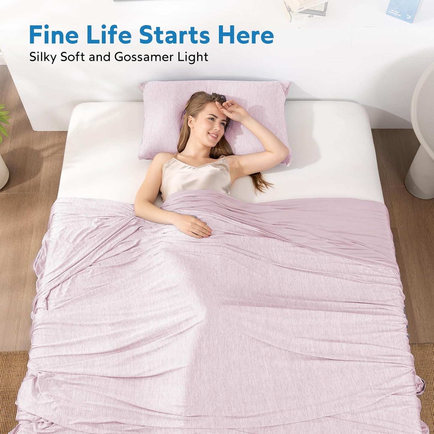 HOMFINE Cooling Blankets for Hot Sleepers - Summer Blanket Thin Lightweight Breathable Soft Double Side Enhanced Cooling for Bed Couch Sofa, Keep Cool for Night Sweats (Pink, 50 x 70 inches)