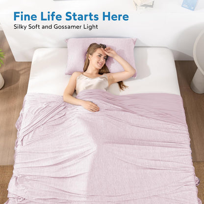 HOMFINE Cooling Blankets for Hot Sleepers - Summer Blanket Thin Lightweight Breathable Soft Double Side Enhanced Cooling for Bed Couch Sofa, Keep Cool for Night Sweats (Pink, 50 x 70 inches)