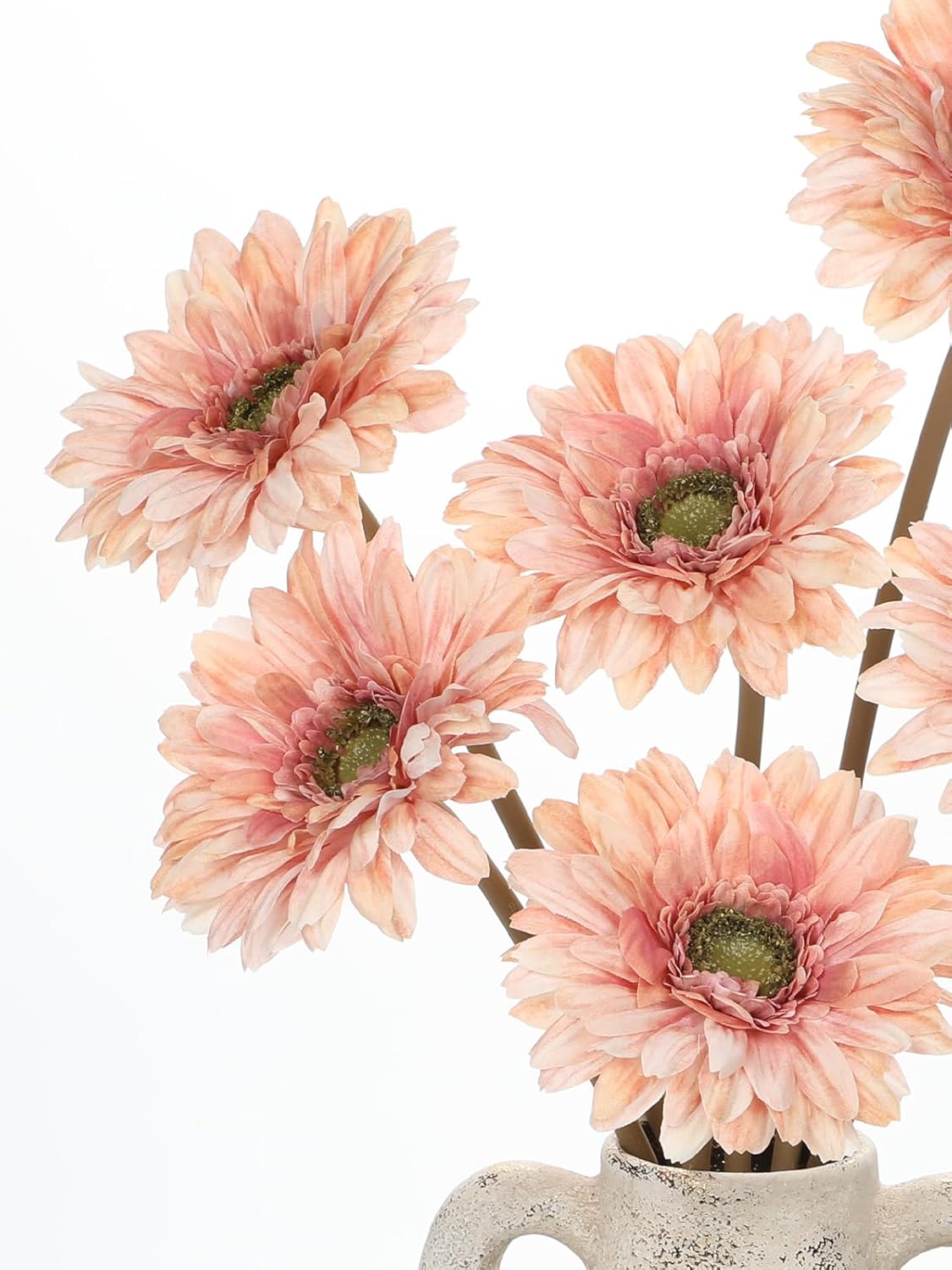 Briful Realistic Fake Flowers Bulk – 6pcs Gerbera Daisy Artificial Flowers Bouquet, Spring Summer Faux Flowers Indoor for Vase Filler, Wedding Centerpieces, Home & Outdoor Decor, Pink